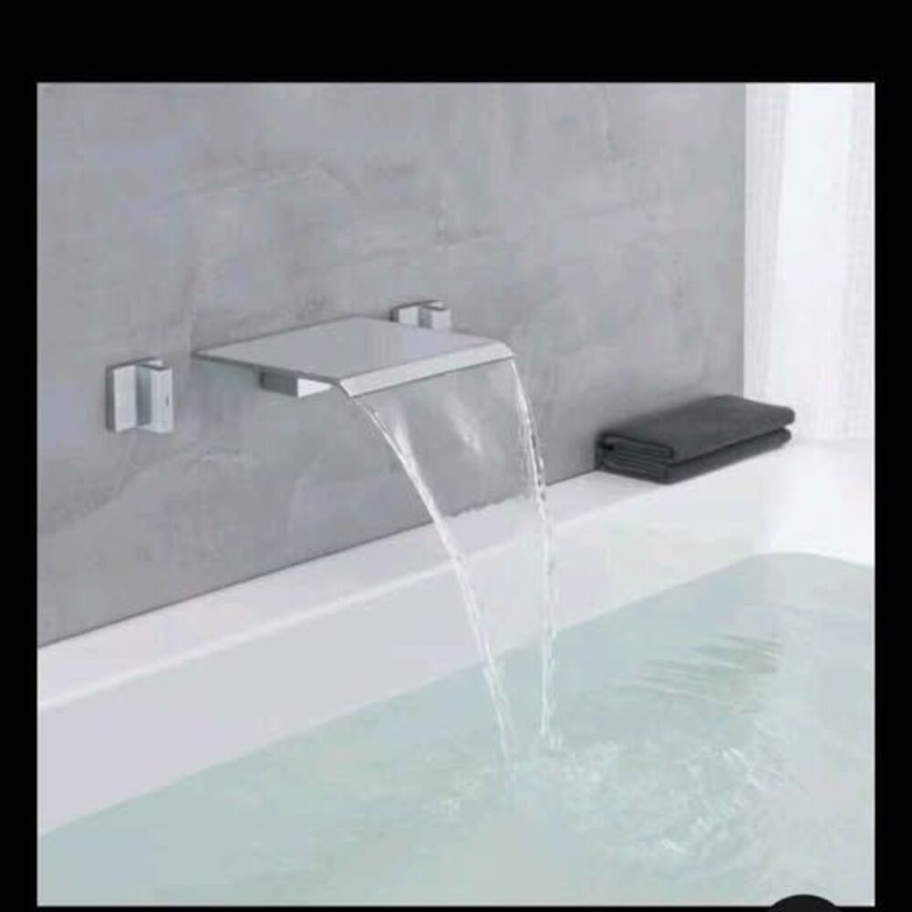 Qinkell Waterfall Tub Faucet 2 Handle Chrome Wall Mount